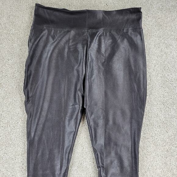 Serra Womens Faux Leather Leggings XL Black Metallic Stretch Skinny Slim Fit New - Picture 12 of 13
